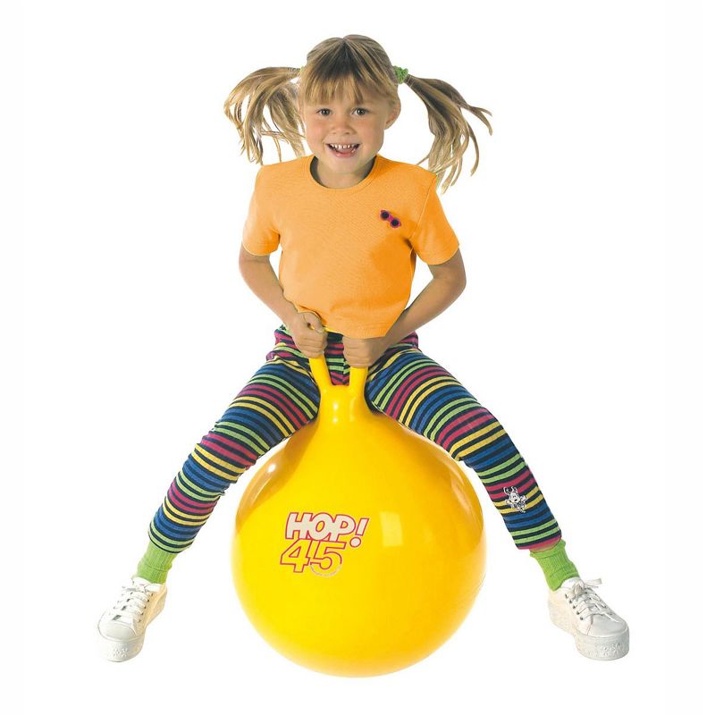 Gymnic Children's Bouncing Hop 45 Ball Yellow 18" diameter, 2 of 5