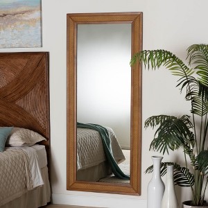 Baxton Studio Rowanne Mid-Century Modern Walnut Brown Rubberwood and Rattan Frame Wall Mirror - 1 of 4