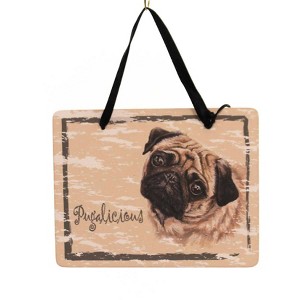 This Little Piggy 3.5 Inch Pug Plaque Pugalicious Ornament Tree Ornaments - 1 of 3