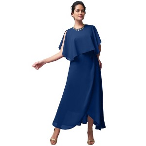 Jessica London Georgette Maxi Cape Sleeve Dress - 14 W, Evening Blue :  Target