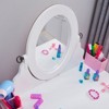 Angel Sar Kids Vanity Set, Wooden Makeup Dressing Table with 360° Rotating Mirror, Stool, Anti-Slip Foot Pads, Pink Princess Design - 3 of 4