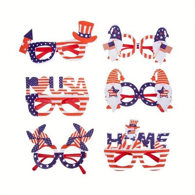 6pcs Independence Day Glasses, 4th Of July Photo Booth Props, Room Decor, Home Decor, Holiday Decor, Wedding Decor, Independence Day Decor
