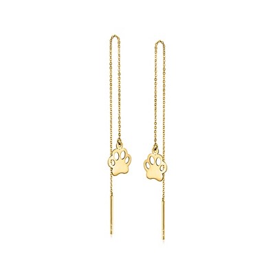 Ross-Simons 14kt Yellow Gold Paw Print Threader Earrings