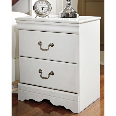 White Contemporary 2-Drawer Nightstand with Antique Pulls