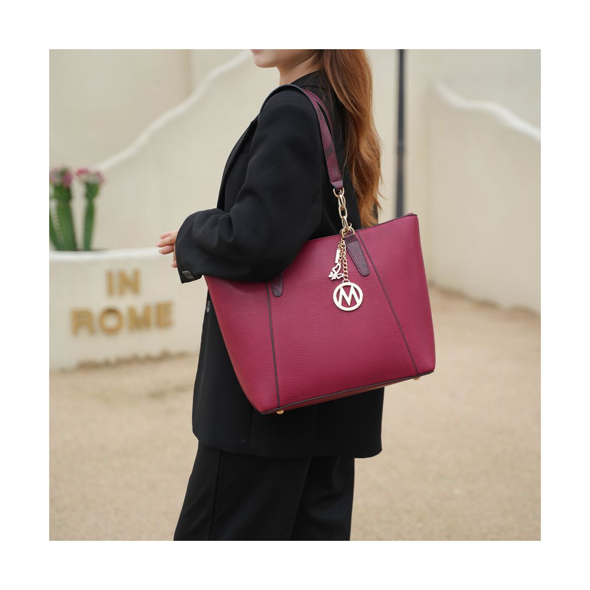 Vegan Leather Tote Bag with Matching Wristlet Wallet, Ximena | MKF Collection by Mia K - thumbnail 7