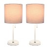 Creekwood Home Set of 2 Contemporary Bedside White Table Lamps with USB Port Gray Shade - 2 of 4