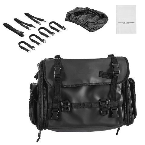 HBEZON Expandable 40-60L Motorcycle Tail Bag with Waterproof Rain Cover, Foldable Design, Shoulder Straps, Pocket and Elastic Cord