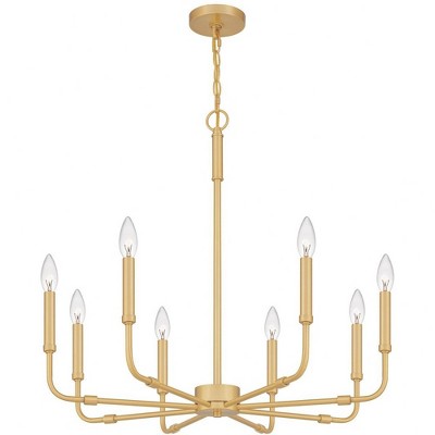 Aged Brass 8-Light Candle Chandelier with Steel Frame