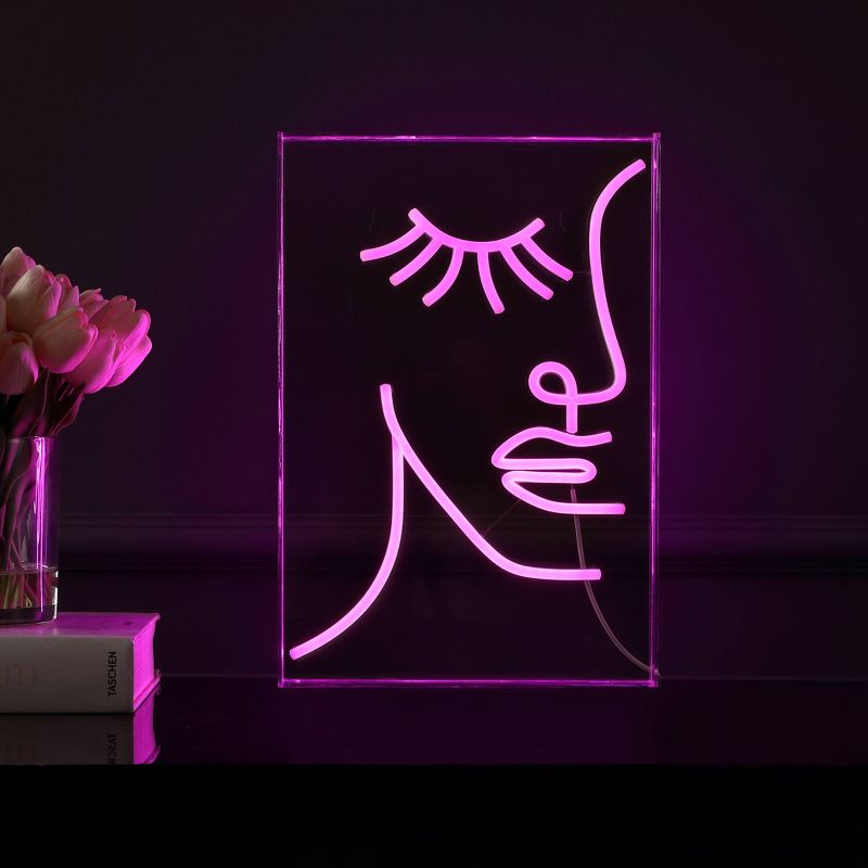 10.3&#34; x 15&#34; Half Face Contemporary Glam Acrylic Box USB Operated LED Neon Light Pink - JONATHAN Y, 5 of 8