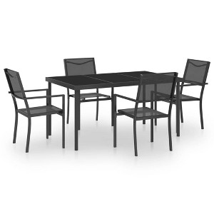 vidaXL Patio Dining Set Outdoor Table and Chair Patio Conversation Set Steel - 1 of 4