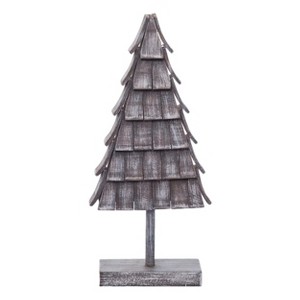 Transpac Wood 13.9 in. Gray Christmas Natural Layered Tree - 1 of 4