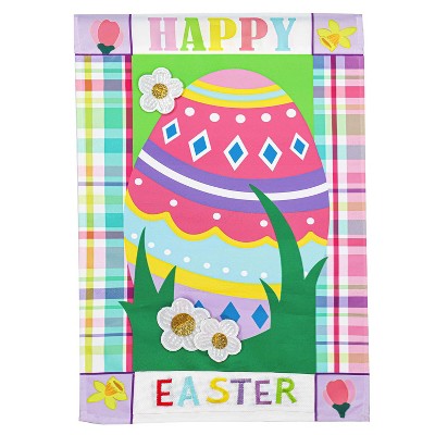 Easter Egg Patterned Border Garden Applique Flag