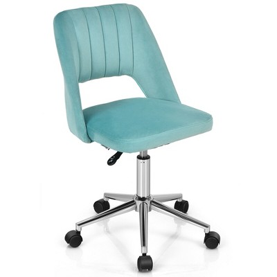 Costway Velvet Accent Office Chair Adjustable Swivel Vanity Task Chair Green