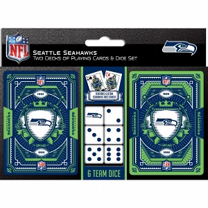MasterPieces Officially Licensed NFL Seattle Seahawks 2-Pack Playing cards & Dice set for Adults - 1 of 4