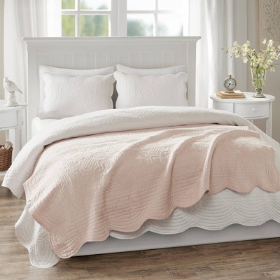 Blush Luxe Quilted 60"x72" Throw with Scalloped Edges
