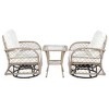 Maggift Rattan Patio Seating Set, with Two Two Swiveling and Rocking Chairs and a Square Table for Garden, Patio, or Balcony, Brown, 22.8"*28.7"*35" - 3 of 4