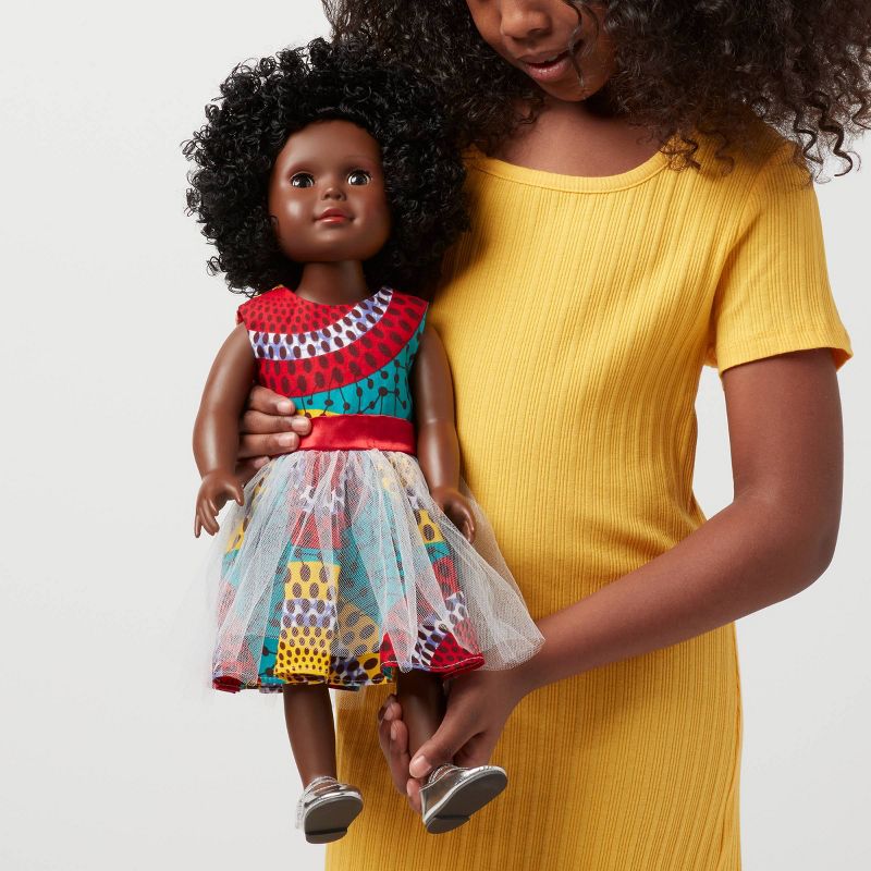Ikuzi Dolls Multi Colored Dress Doll with Black Hair 18&#34; Fashion Doll, 3 of 7