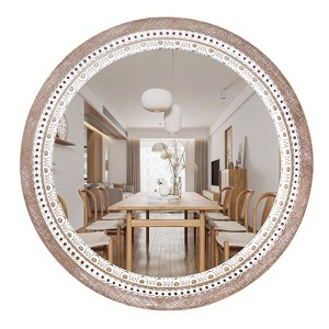 Aoibox Farmhouse Rustic Round Wall Mirror with Beaded Frame, Decorative Circle Mirror for Bedroom, Bathroom, Living Room, Entryway - 1 of 4