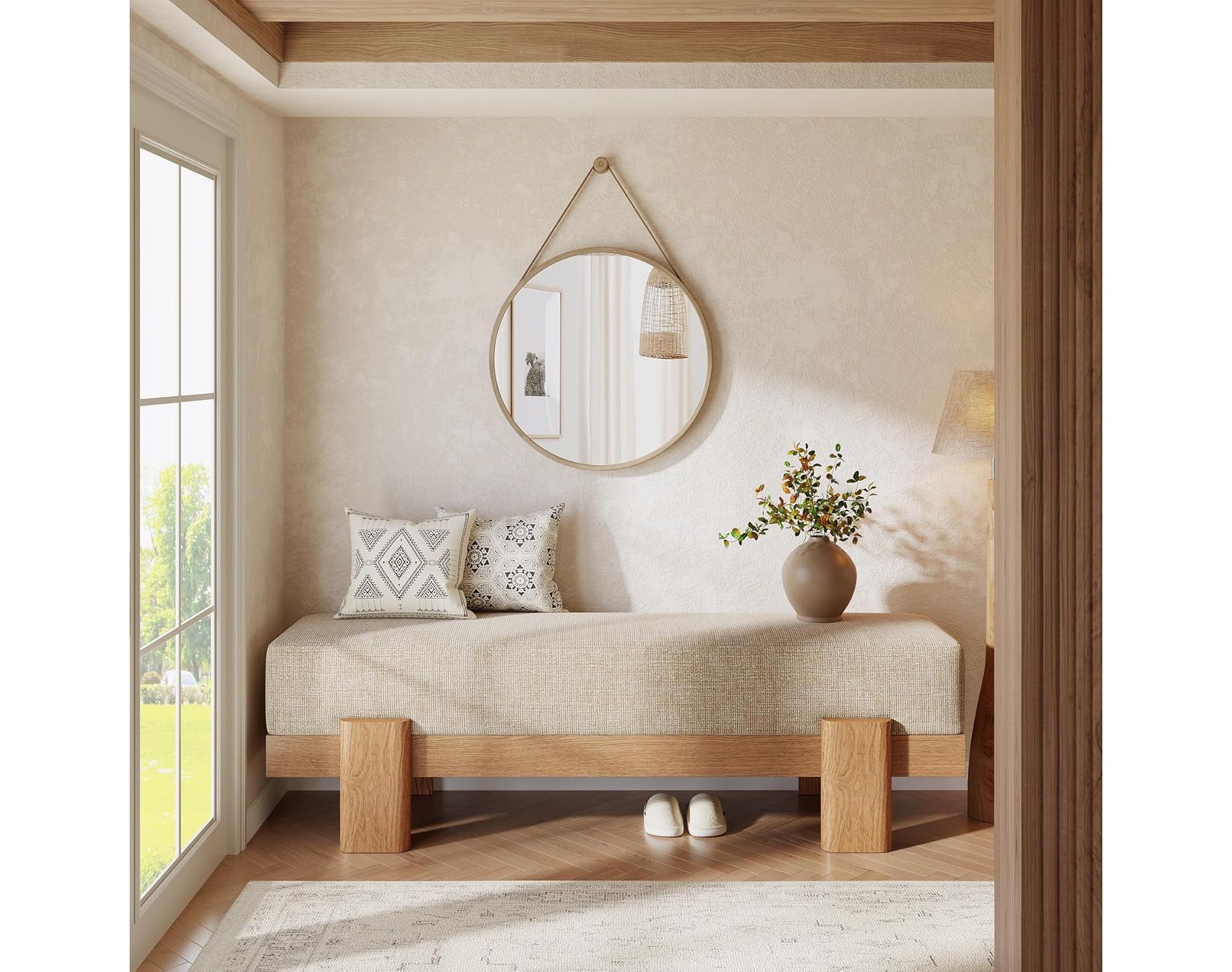 Lantine 24" Drum Fabric Pendant Light, 5-Light Chandelier, Modern Ceiling Hanging Light Fixture for Living Room, Bedroom, Staircase