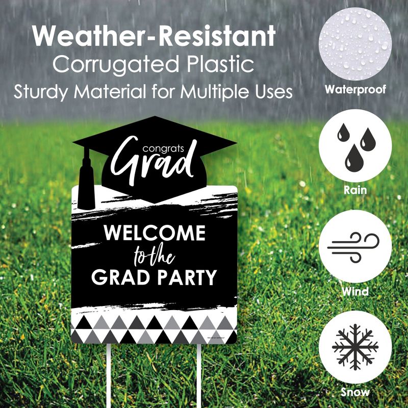 Big Dot of Happiness Black and White Graduation Party Decorations - Grad Party Welcome Yard Sign, 3 of 9
