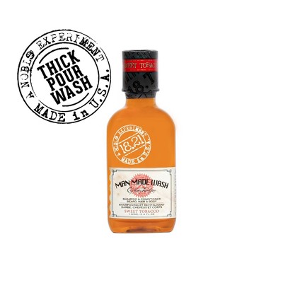 18.21 Man Made Sweet Tobacco 3-in-1 Men's Travel Size Shampoo, Conditioner + Body Wash, 3.4 oz