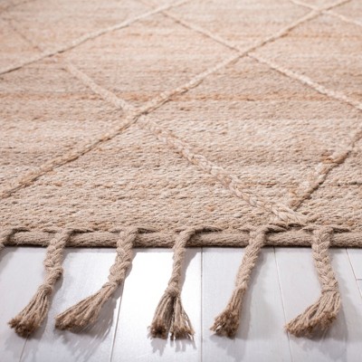 Hand-Knotted Natural Jute 4' Square Non-Slip Area Rug