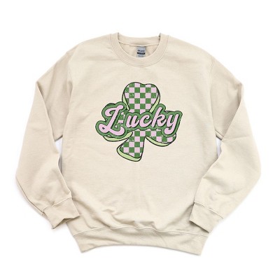 Simply Sage Market Women's Graphic Sweatshirt Lucky Checkered Grunge