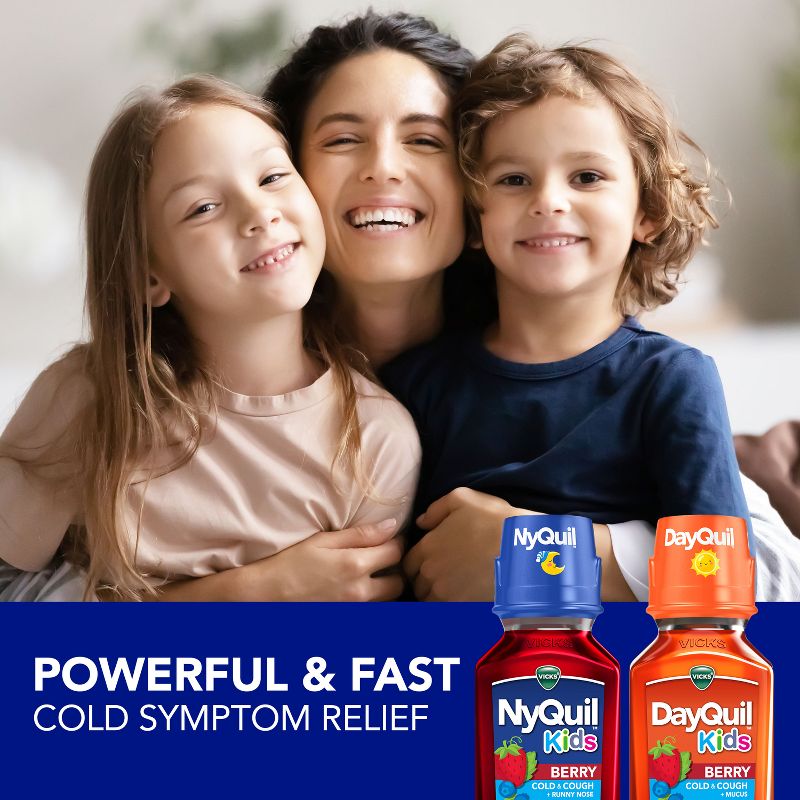 Vicks Kids DayQuil &#38; NyQuil Berry Cold &#38; Cough Medicine Liquid - 16 fl oz, 3 of 13