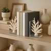 Decorative Coral on Glass Bookends - Coastal Inspired Book Ends for Office Desk Accent, Home Library, or Entryway Home Decor - Set of 2, 7.25", White - 2 of 4