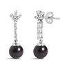.925 Silver 7MM Cultured Black Pearl and White sapphire Drop and Dangle Earring - 2 of 4