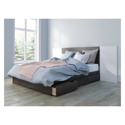 Alaska Storage Bed with Headboard and Panels Queen Black & White - Nexera