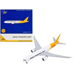 Boeing 777F Commercial Aircraft with Flaps Down "Southern Air - DHL" White and Yellow 1/400 Diecast Model Airplane by GeminiJets - 1 of 4