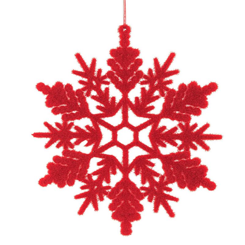 ONE HUNDRED 80 DEGREE 12.0 Inch Flocked Snowflakes Retro Snow Tree Ornaments, 3 of 4