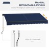 Resenkos Patio Awning, Outdoor Sun Shade Shelter Cover Awnings,10' x 8' Retractable Awning, 280gsm UV Resistant Sunshade Shelter, Blue - 4 of 4