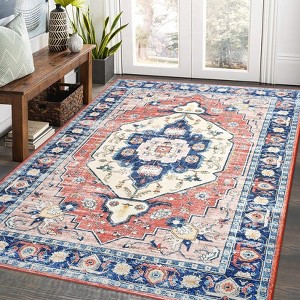Large Area Rugs 9x12 Ultra-Soft Low Pile Living Room Rug Washable Throw Rugs Vintage Printed Floor - 1 of 4