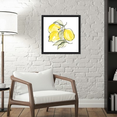 Lemons III Light Yellow and Green Canvas Wall Art Print