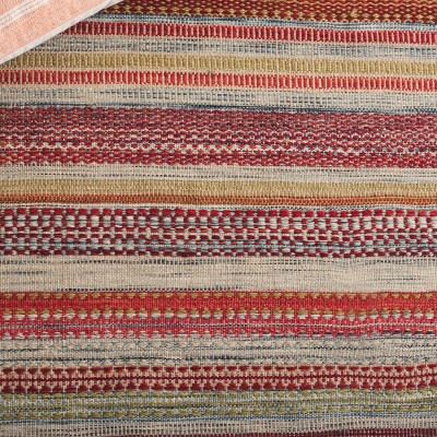 84" Ivory and Beige Striped Wool Kilim Square Rug