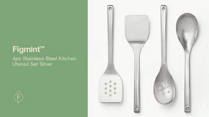 4pc Stainless Steel Kitchen Utensil Set Silver - Figmint&#8482;, 2 of 7, play video