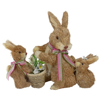 8 Brown Sisal Bunny Rabbit Easter Figure