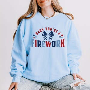 Simply Sage Market Baby You're A Firework Stars Lightweight Garment Dyed Sweatshirt - 1 of 4