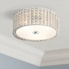 Possini Euro Design Modern Ceiling Light Flush Mount Fixture 15 3/4" Wide Chrome Crystal Strands Silver Silk Drum Shade for Bedroom Living Room House - 2 of 4