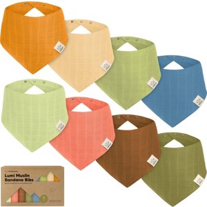 8pk Lumi Muslin Baby Bibs, Bandana Bibs for Baby Boy, Baby Girl, Muslin Drool Bib for Newborn, Toddler - 1 of 4