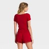 Women's Ribbed Short Sleeve Shirt and Shorts Pajama Set - Auden™ - 2 of 3