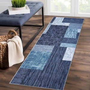 Washable Area Rugs for Bedroom, Living Room & Kitchen, Entry Rugs with Geometric Plaid Pattern, Non-Slip, Soft & Durable Floor Carpet - 1 of 4