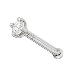 Jewelry Avalanche 20G 14K Gold Diamond Nose Bone Stud Nose Ring, Ball-end Nose Stud - 1 of 3