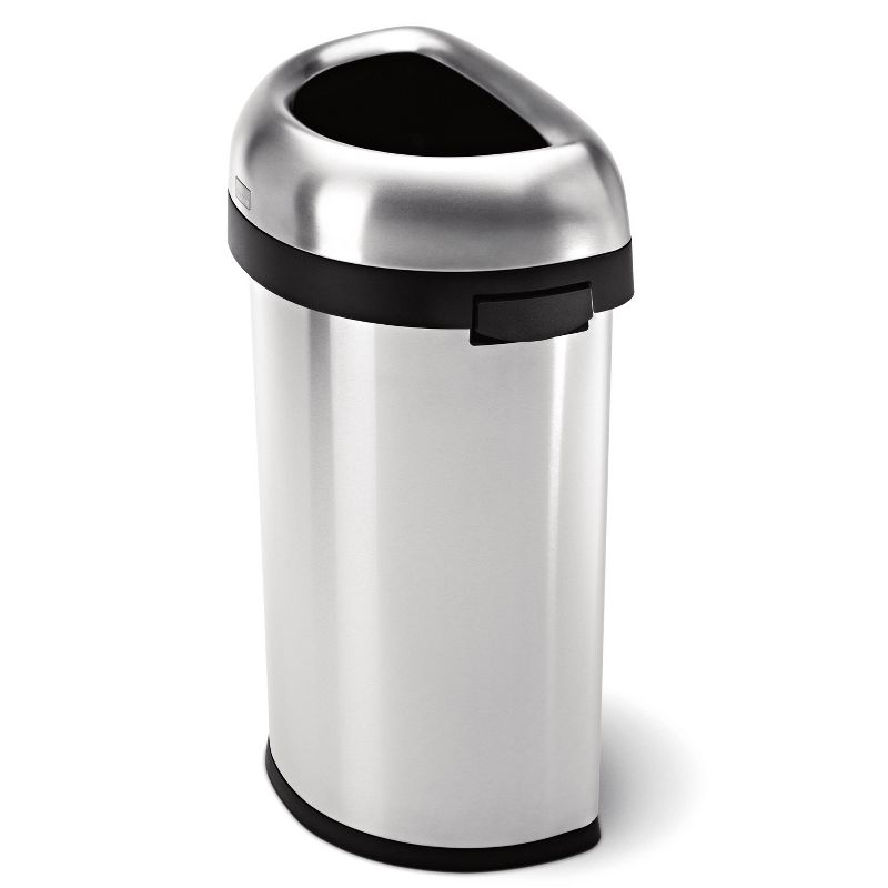 simplehuman 60L Semi Round Open Top Commercial Trash Can Stainless Steel, 3 of 5