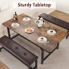 Jojoka Large Extendable Kitchen Table Set with 2 Upholstered Benches for 4/6，Apartment, Saving Space, Retro Brown - 3 of 4
