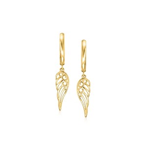 Ross-Simons Italian 14kt Yellow Gold Angel Wing Drop Earrings - 1 of 4