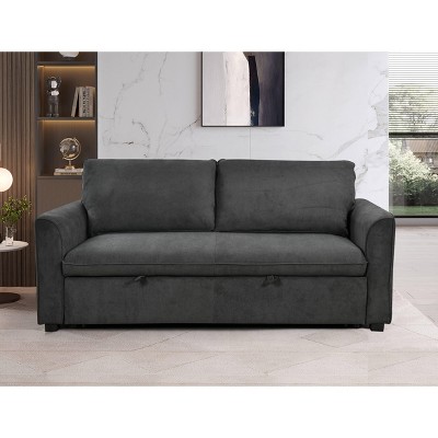VYNXARIA 78 Inch 3 in 1 Convertible Sleeper Sofa Bed, Modern Fabric Loveseat Futon Sofa Couch with Pullout Bed,Dark Gray