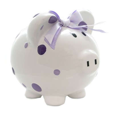 Bank 7.75" Purple Multi Dot Bank Piggy Money Saving  -  Decorative Banks